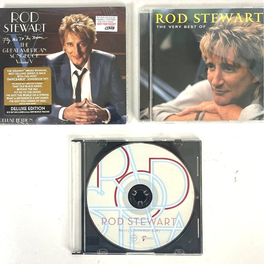 Rod Stewart 3 CD Lot American Songbook V Fly To Moon +Very Best Hits +Christmas